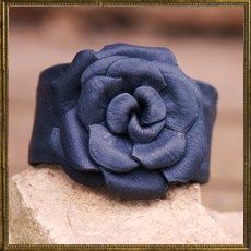 Black Leather Flower Cuff