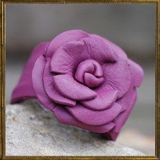 Purple Leather Flower Cuff