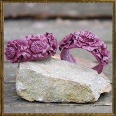 Purple Leather Multi-flower cuff