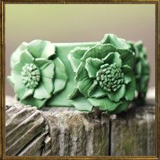 Lime Leather Multi-flower Cuff 